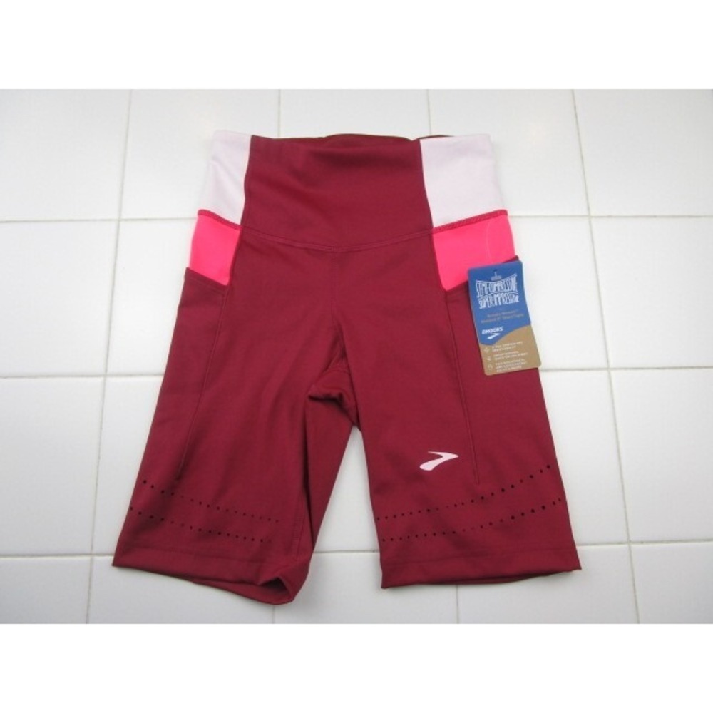 Brooks Method 8" Shorts Women's XS Running Biker Shorts Tights Red White Pink